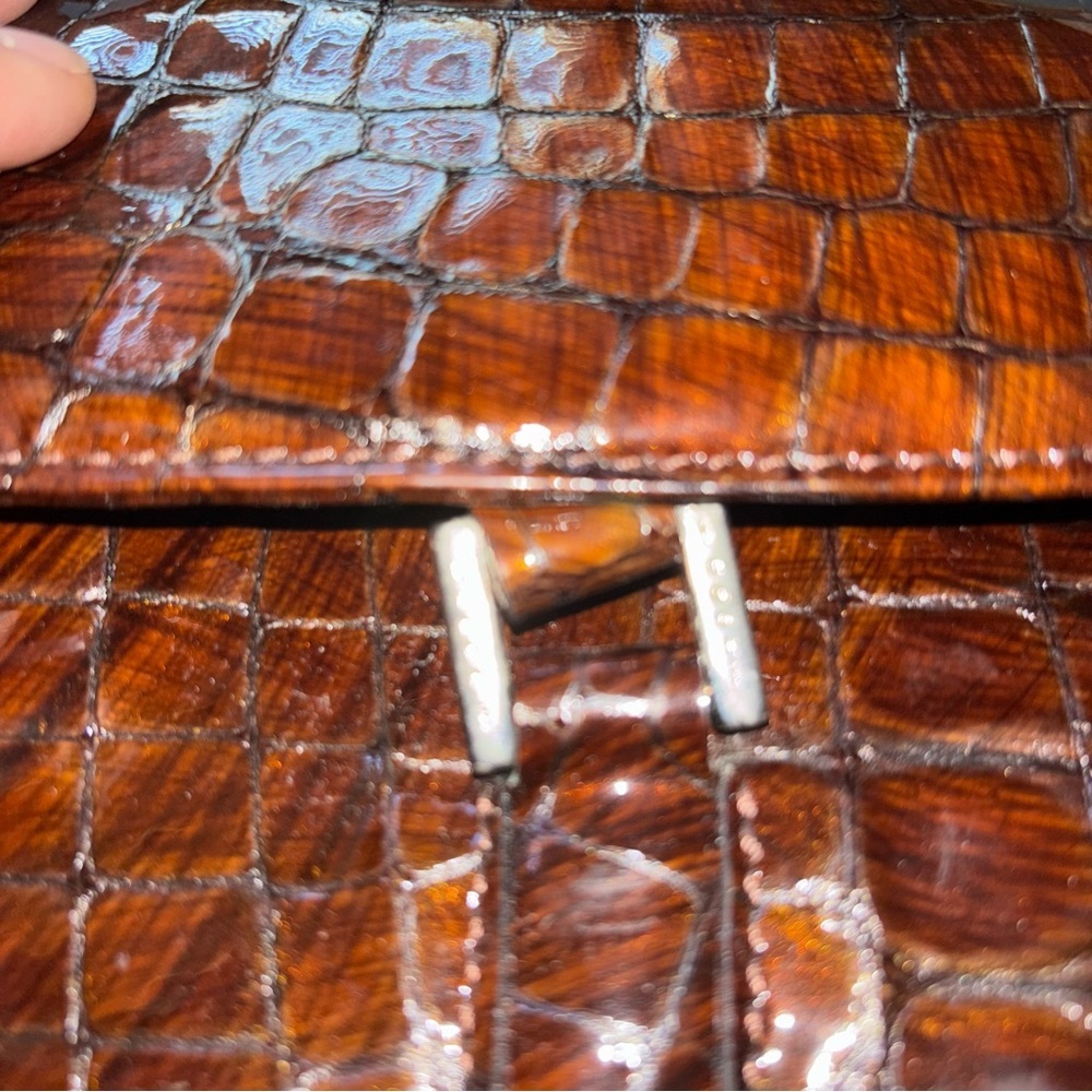 SOLD-I Santi Vintage Enbossed Croc Genuine Leather Handbag - Picture 10 of 11